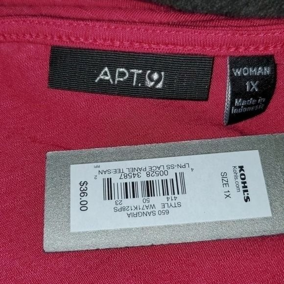 Apt. 9 Lace Panel Tee Size 1X NWT - Picture 13 of 14